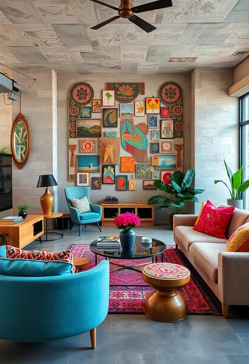 Surrealist Collages ‍Infused ⁣with⁣ Repetitive ‌Tribal Stamps