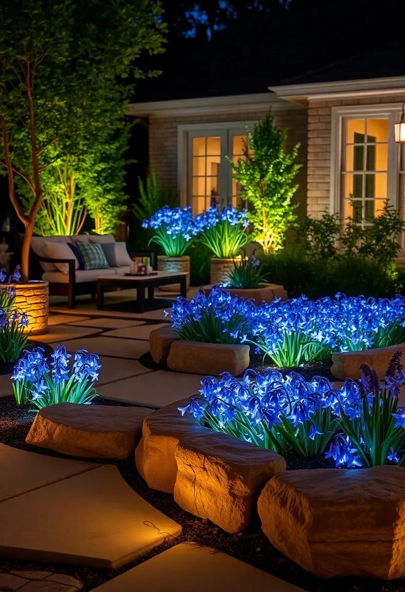 Blooming Bluebell Lightscape: ⁤Bluebells illuminated with cool‍ blue⁤ fiber optic lighting, evoking a fairy tale garden vibe