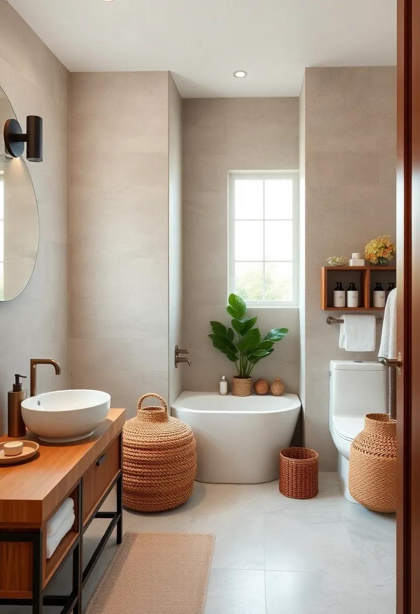 Add decorative baskets or woven bins for ​a cozy, textured storage solution