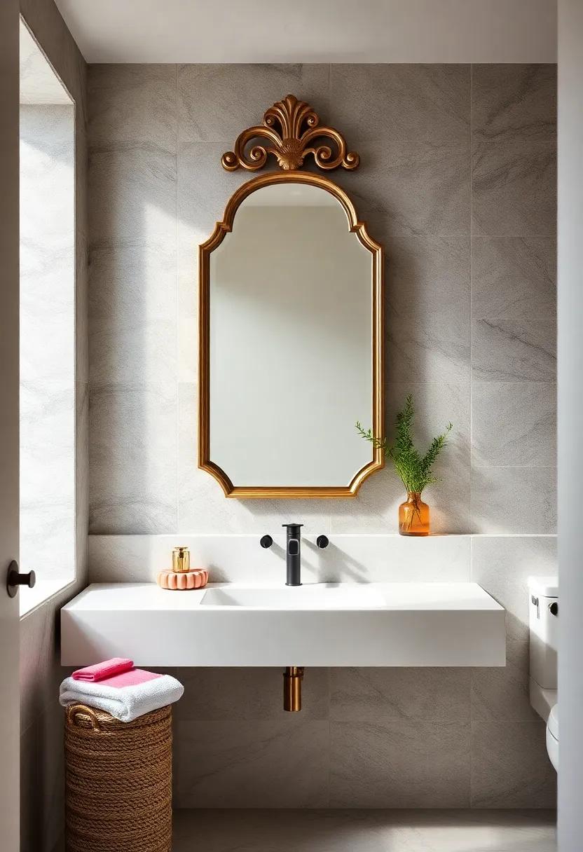Incorporate ​a statement‌ mirror​ with an ornate frame ⁤to instantly‌ enhance your guest ‌bathroom’s ‍elegance