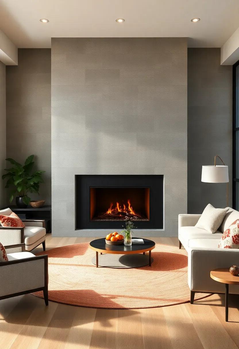 Opt ⁢for ⁢a circular area rug centered in front of⁢ a round, gas fireplace to soften sharp room angles