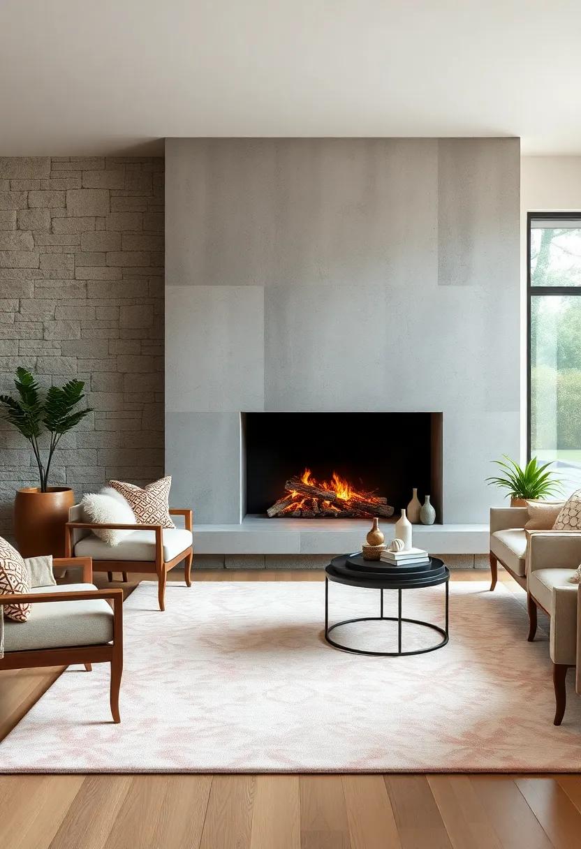 Combine a sleek modern fireplace with a minimalist geometric rug for ‍a clean⁢ yet cozy aesthetic