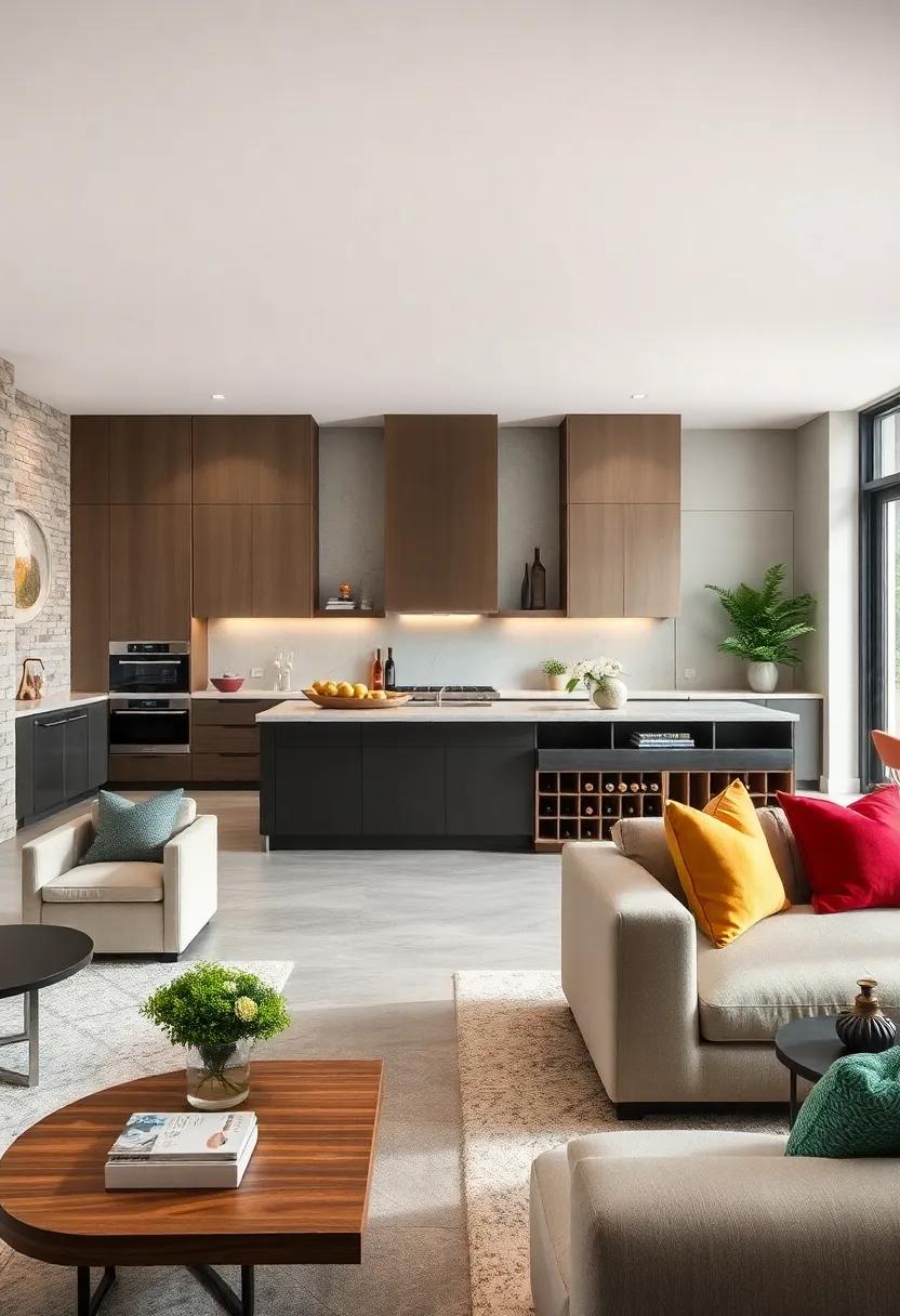 Elevate Style and Storage with a Large Island⁣ featuring⁢ Built-In Wine Racks and Display ​Shelves