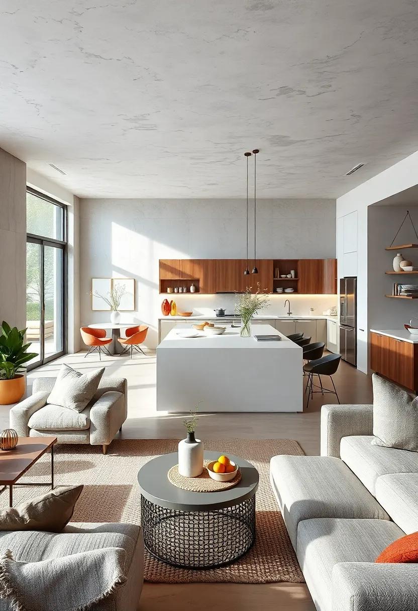 Opt for ‌a Minimalist White Island to Amplify Light ​and Space in a Compact Open layout