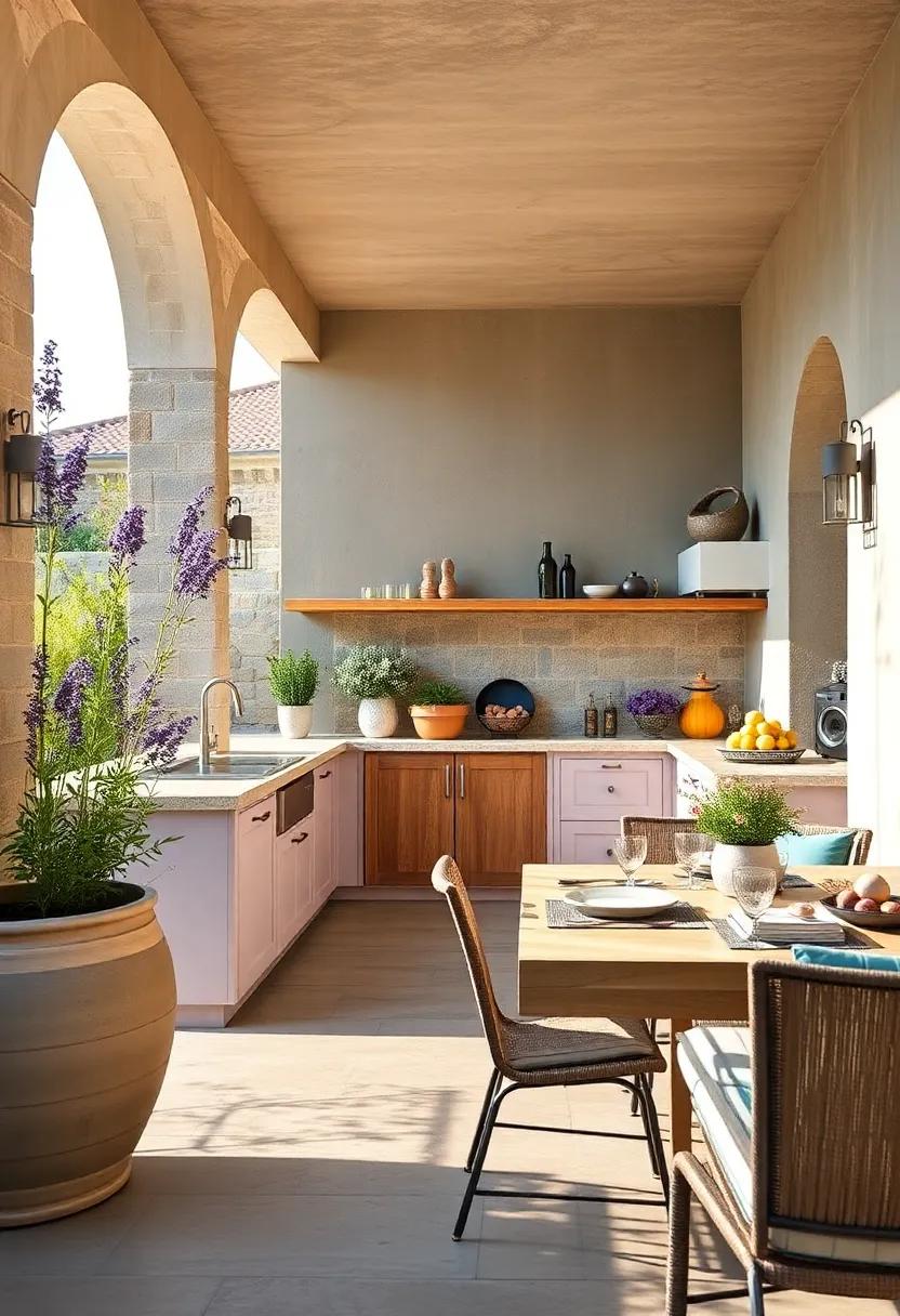 Lavender-Infused Alfresco: Purple lavender planters and⁢ soft, pastel-colored cabinetry ​enhance the outdoor kitchen’s ⁢tranquil ambiance, ideal ⁢for leisurely meals⁤ under the sun