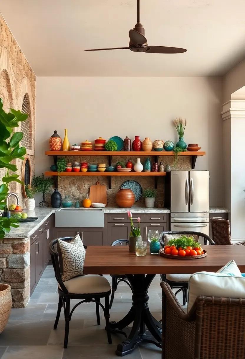 Market Fresh Patio: Open‌ shelving displays ‍colorful ceramics and‌ fresh vegetables, ⁣emulating the lively stalls of Mediterranean markets within your backyard
