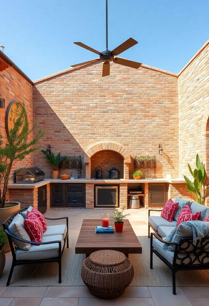 Sun-Kissed Brick Courtyard: Exposed⁢ brick walls and a clay pizza oven⁤ combine to⁤ create an⁢ inviting space full of‍ rustic Mediterranean warmth and⁢ culinary possibilities