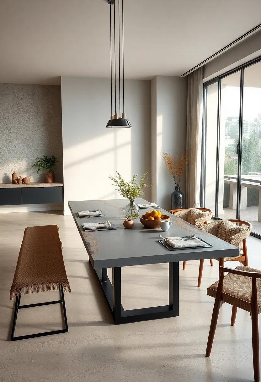 Concrete Slab Table with Steel ⁤Frame ⁣–⁤ Urban minimalism shines through in this ‍sturdy, artful⁣ design