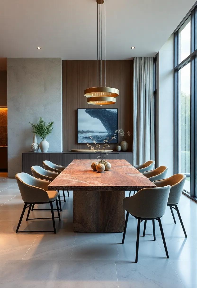 Mixed Material⁢ Dining Table – Blending wood, metal, and stone ​for ⁣a layered, sophisticated ⁣look