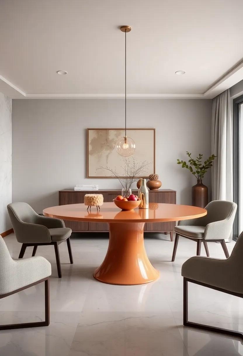 round Pedestal Table with‌ Lacquer Finish⁣ – Smooth curves and glossy surfaces ‌offer a⁢ chic, contemporary vibe