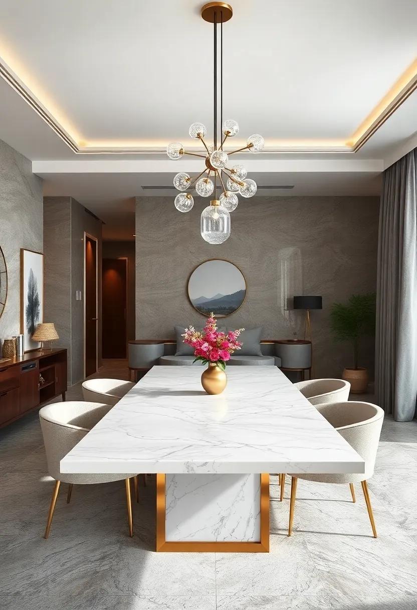 White Marble with Gold Trim ⁣Dining ⁣Table – Glamorous but​ understated luxury that ‌complements varied decors