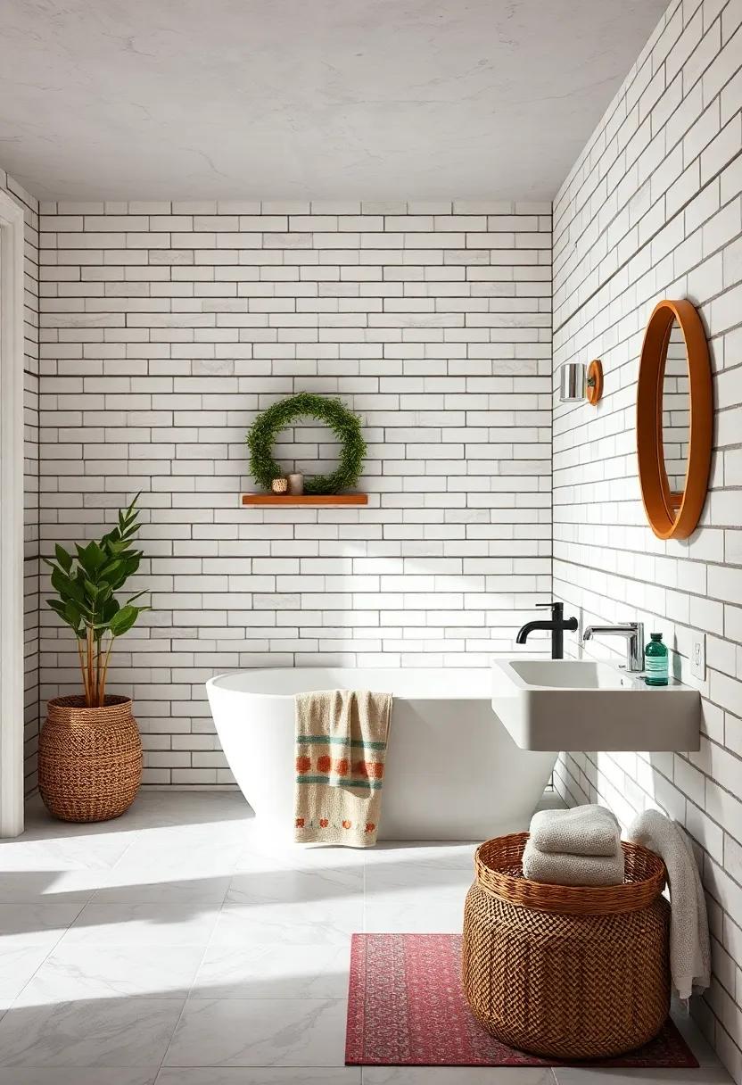 White Subway Tiles with Dark⁣ Gray Grout for Definition and​ Depth