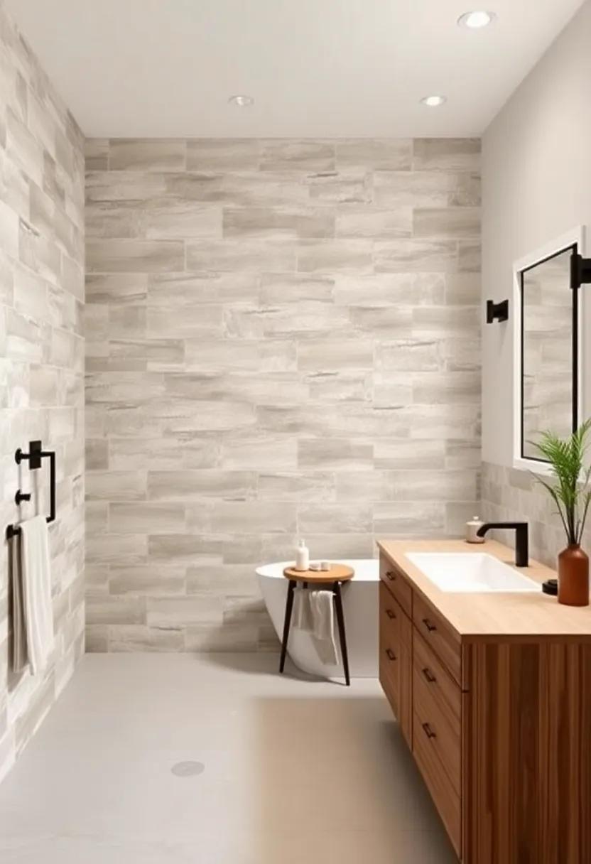 Staggered⁢ Rectangular Tiles in Soft Taupe ⁢for⁢ Understated Style