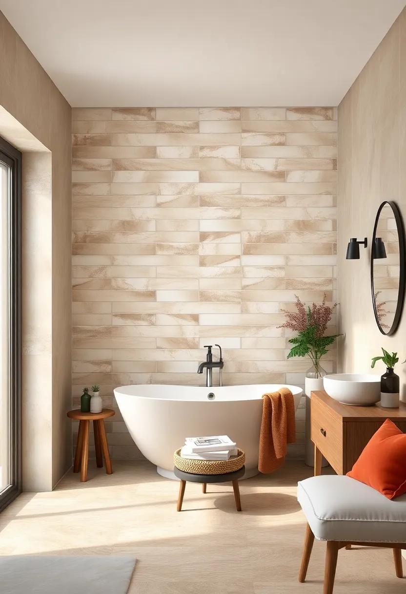 glossy Subway Tiles with Warm Beige ‍Undertones