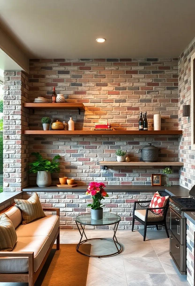 Built-In Brick Shelving – Integrate shelves into brickwork⁣ for a ⁣seamless, durable solution that matches ⁢your outdoor kitchen’s masonry