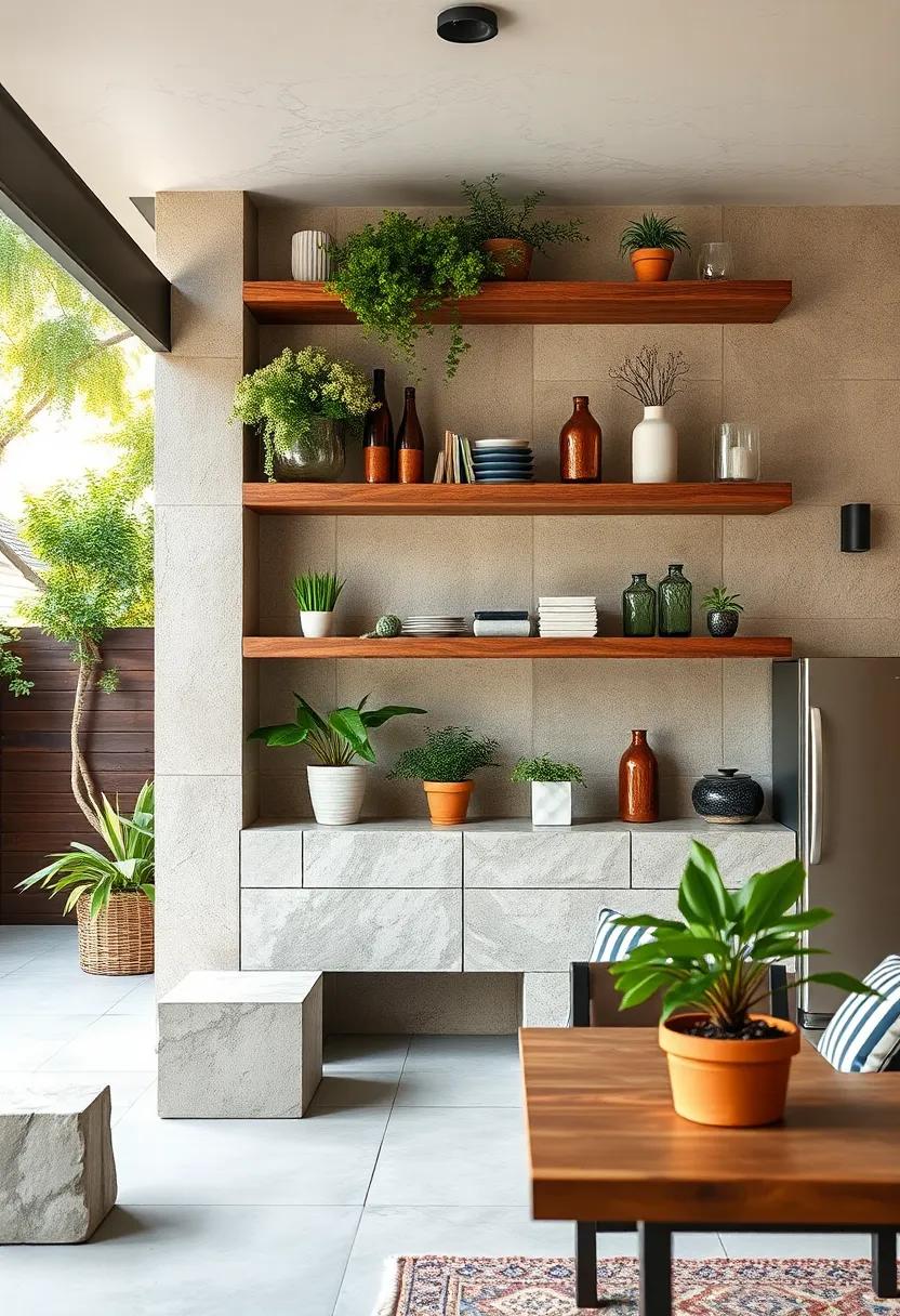 Concrete Block Shelves – ‌Utilize concrete blocks as supports⁢ with ⁣wooden⁢ boards for ⁤a budget-friendly, ‍robust option that blends urban‌ and rustic styles
