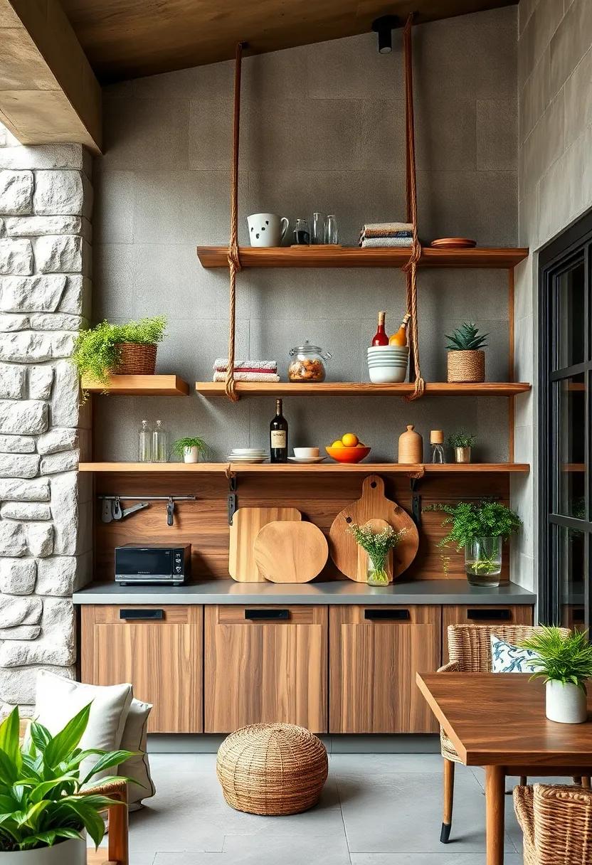 Rope-Suspended Wooden Shelves – Add a nautical flair with wooden​ planks suspended ⁣by thick ropes, combining ​practicality with whimsical⁣ style