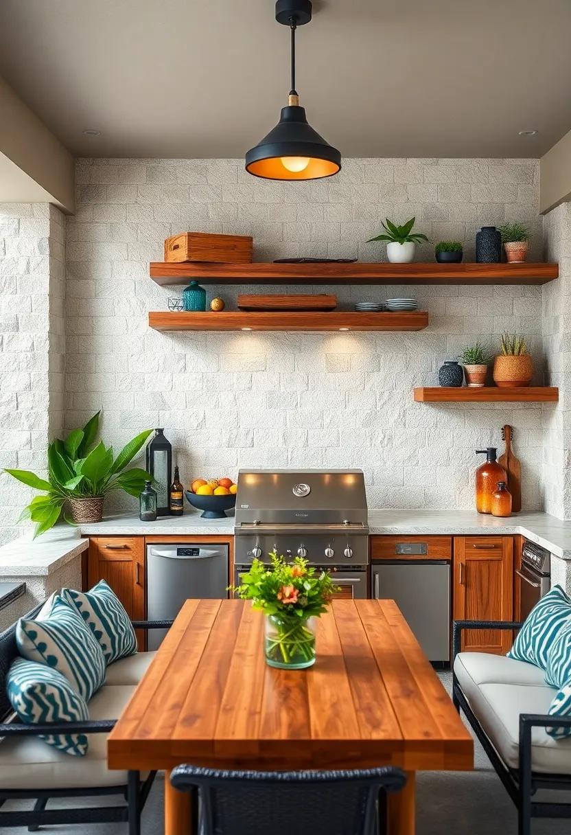 Rustic ⁣Reclaimed Wood Shelves – Bring​ warmth and⁤ character to your outdoor ⁤kitchen with shelves crafted from reclaimed wood, offering a natural, vintage charm that ages beautifully over ‍time