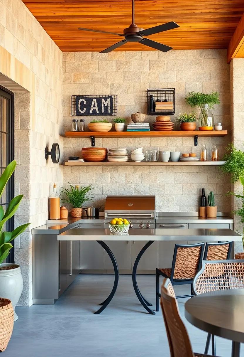 Stainless⁢ Steel Industrial Shelves – Corrosion-resistant and ​easy to clean, stainless steel shelves impart a ⁤professional ‍kitchen vibe to your outdoor setup