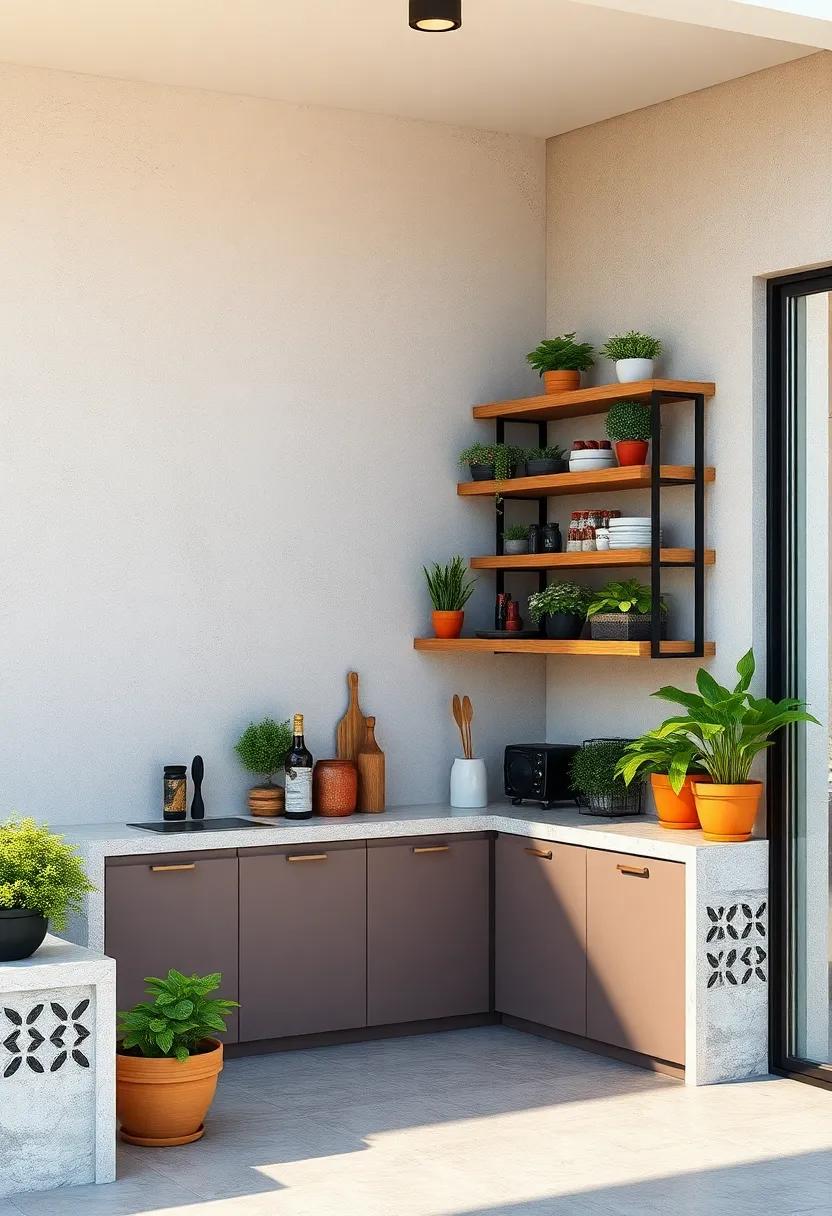 Tiered Corner Shelves – Maximize corner ⁣space with tiered shelving perfect for displaying ⁤potted herbs or storing spices⁣ close ⁤at hand