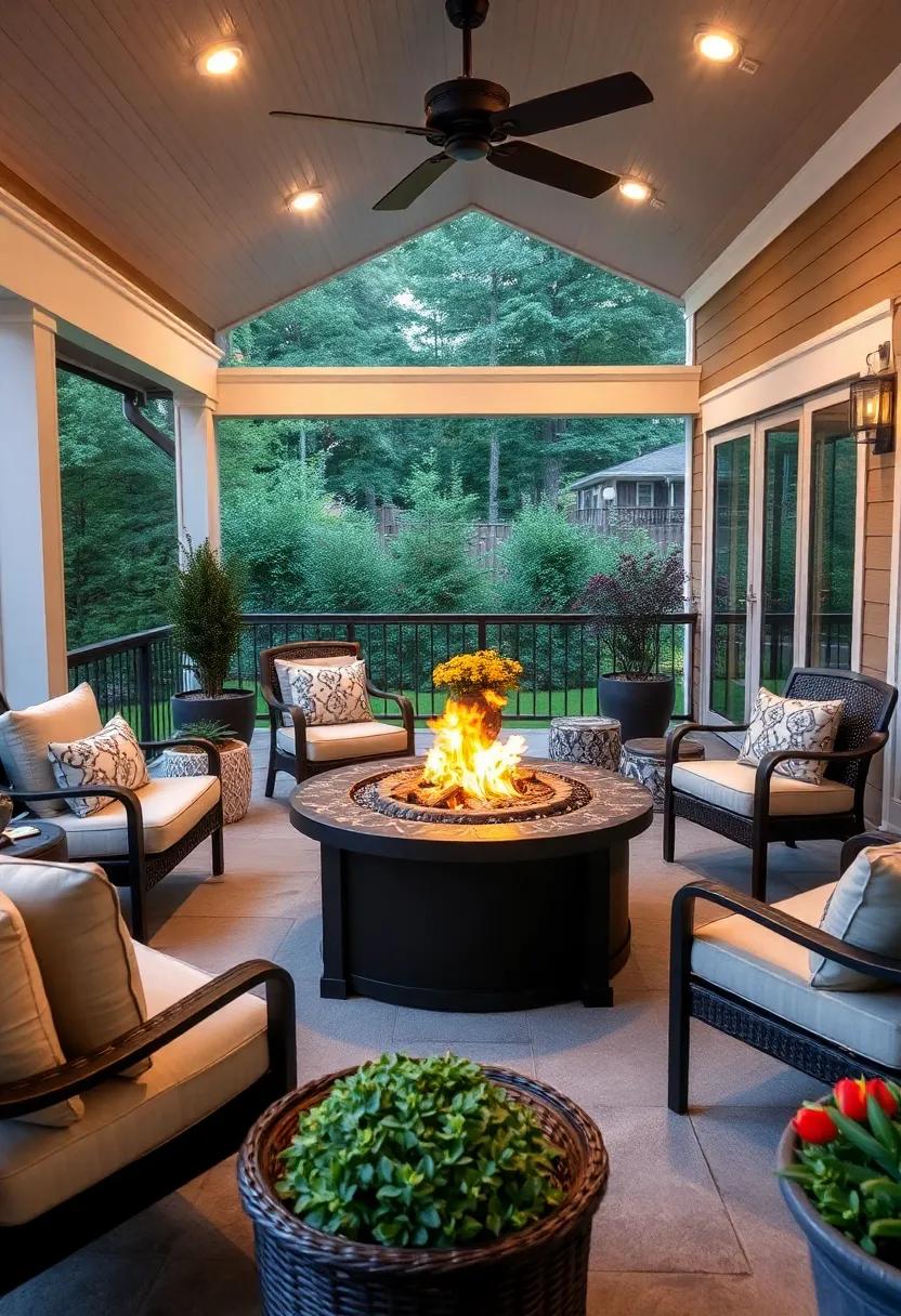 Hampton Bay Embers ‌Propane Fire Pit – Offers a rustic charm with its faux ‍lava rock and steel construction,perfect for adding warmth‍ to any​ screened porch