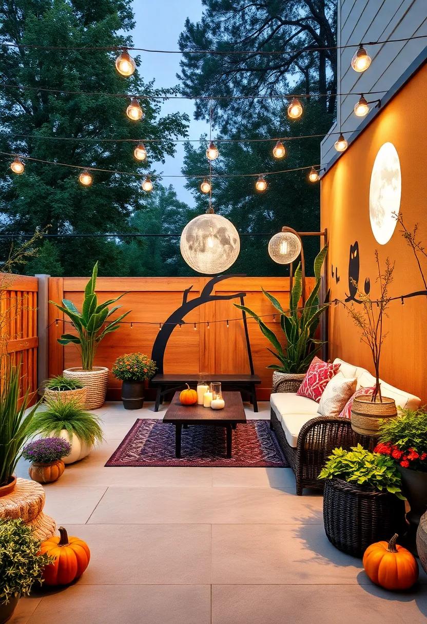 Harvest Moon Silhouettes: Paint ⁣silhouettes of pumpkins, owls, and⁤ moons in dark ⁣hues against a golden background‌ to evoke autumn nights