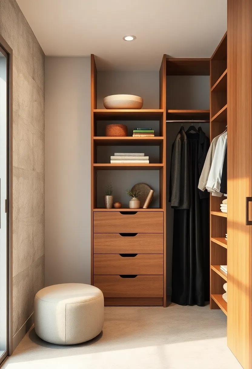 Design a modular closet system with adjustable shelves and rods to adapt to changing storage needs