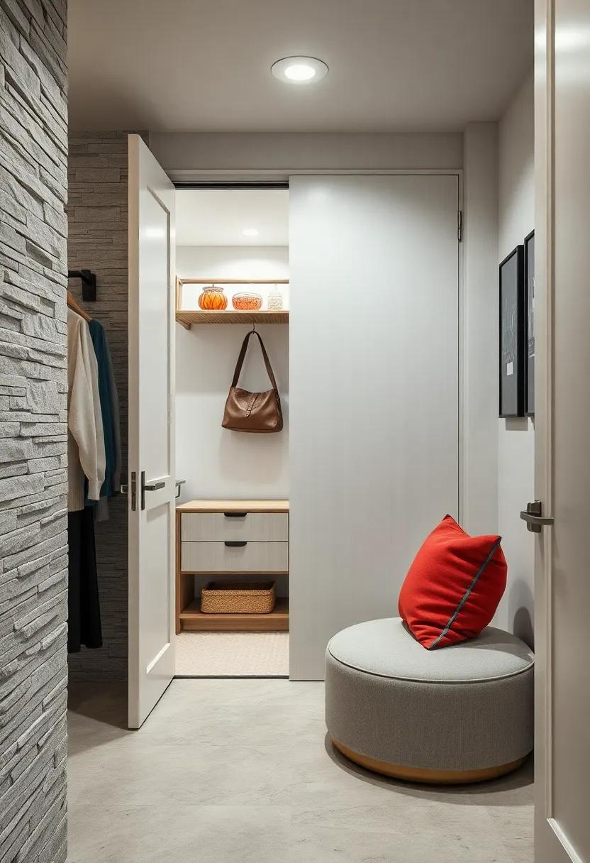 Hang hooks on the inside of closet doors for bags, scarves, or jewelry to maximize hidden space