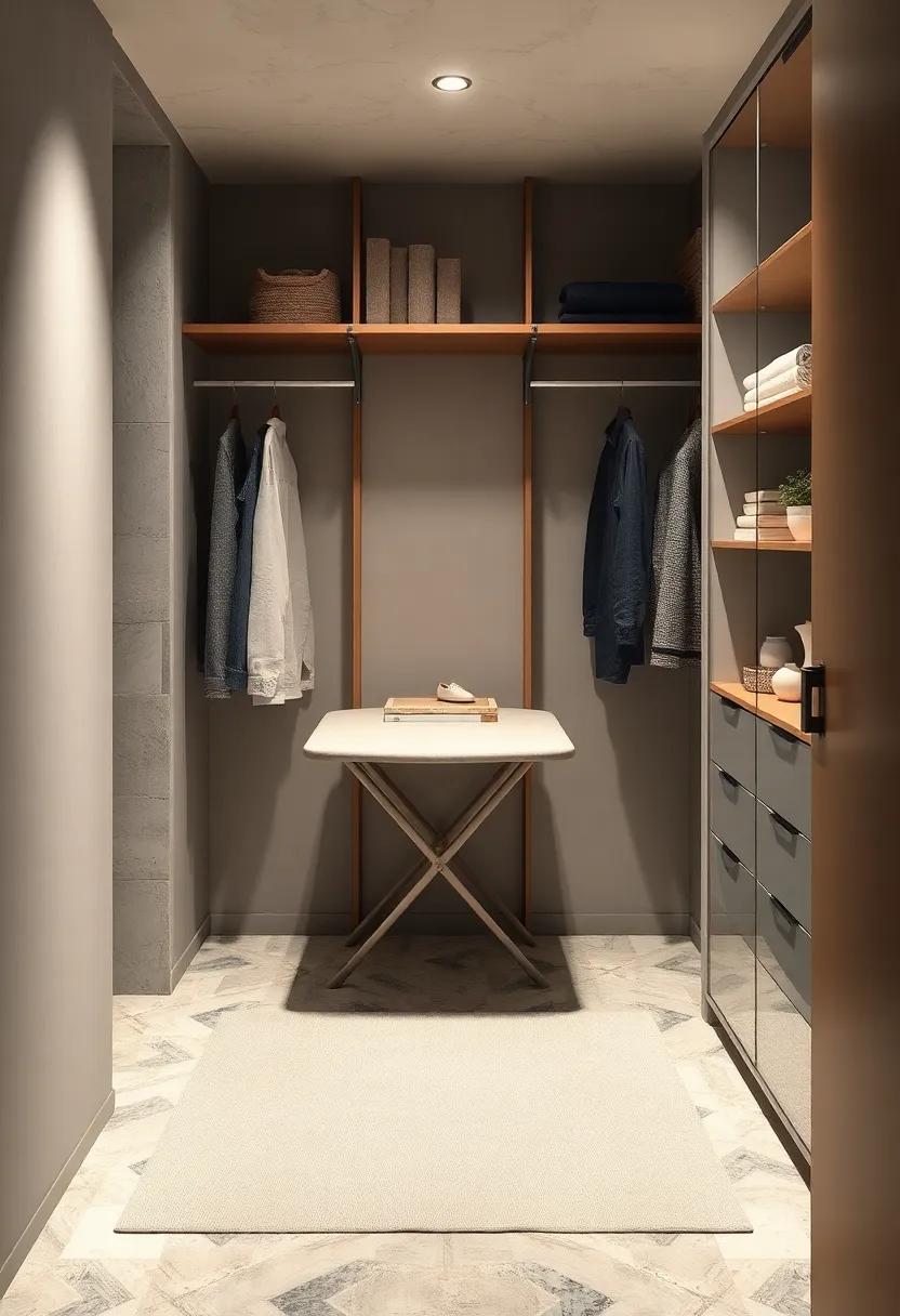 Incorporate a fold-down ironing board that tucks neatly into the closet for convenience