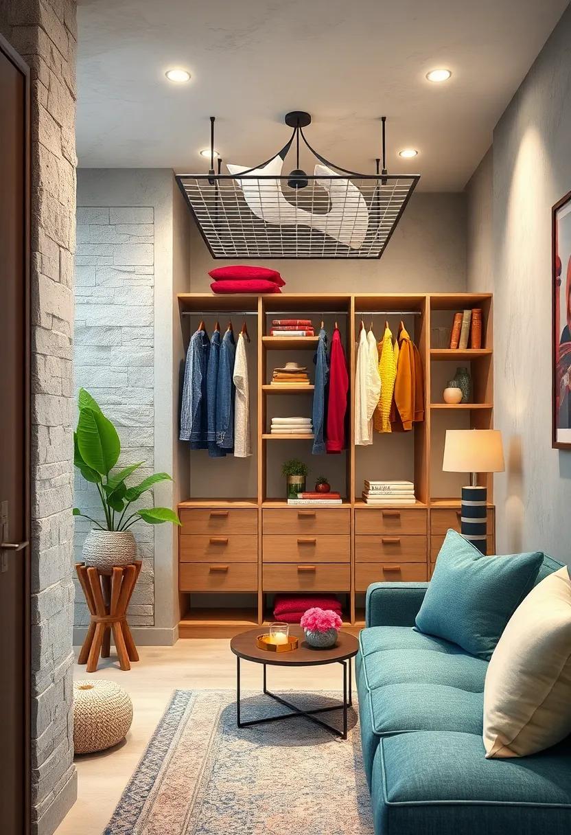 Install a ceiling-mounted drying rack for delicate items that need air drying inside your closet