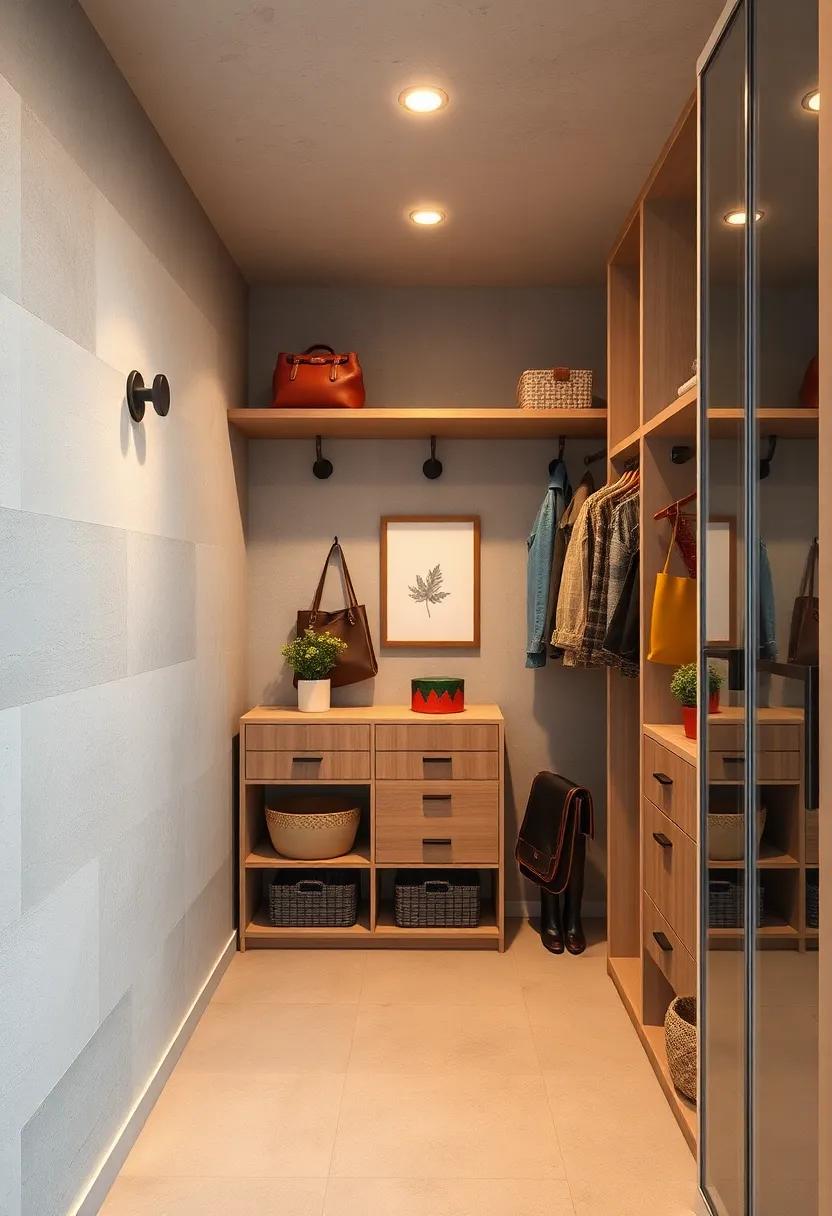 Mount hooks low on walls for kids’ coats or frequently used bags to keep them accessible