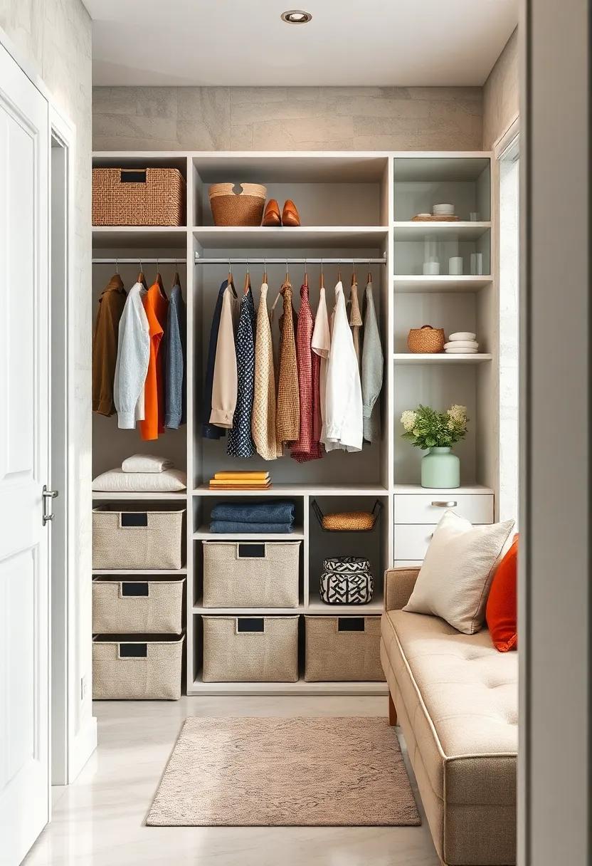 Use stackable storage bins to categorize seasonal clothes and free up everyday storage areas