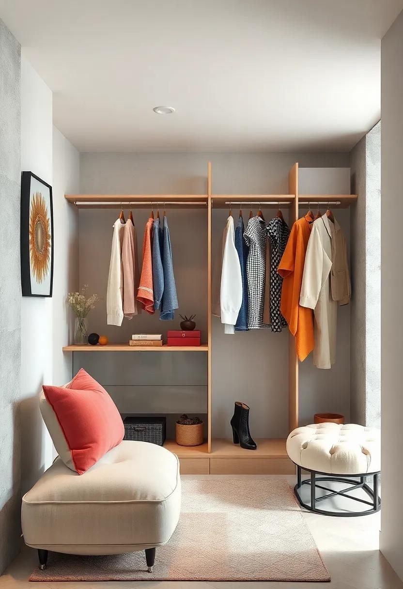 Utilize vertical hanging rods to double your closet’s hanging space without expanding its footprint