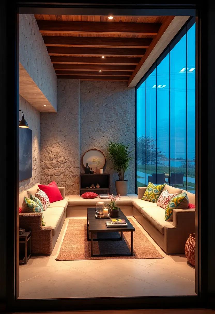 Incorporate built-in seating with ​hidden storage to combine comfort with practicality