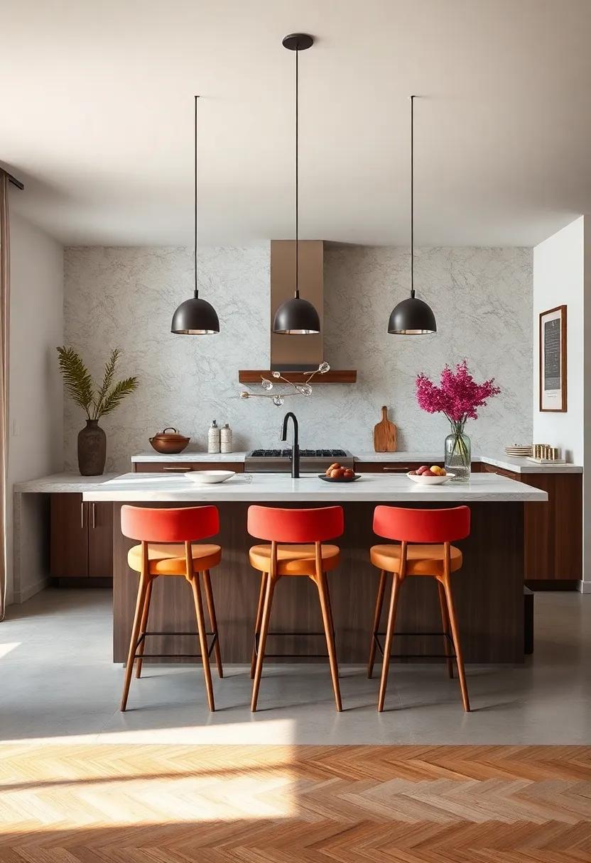 Floating Counter with bar‌ Stools: A mounted floating countertop that doubles as a dining surface⁢ without the bulk of⁤ traditional tables