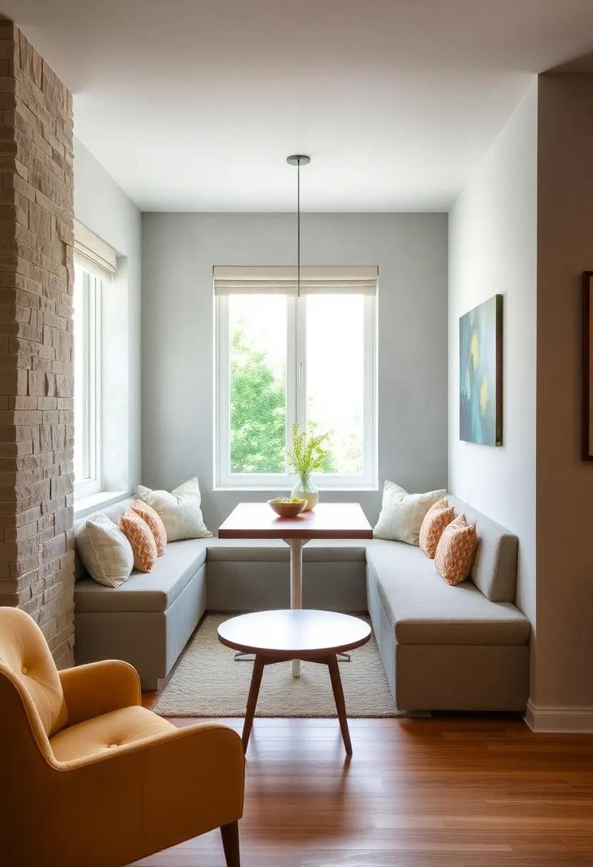Integrated Window Seating with Dining Table: A built-in bench⁤ by the window paired with a compact table for natural light and space efficiency