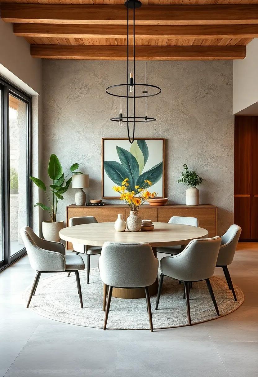 Round Dining Table with Nested chairs: Space-saving circular​ tables paired with chairs that ‌tuck neatly underneath to avoid clutter
