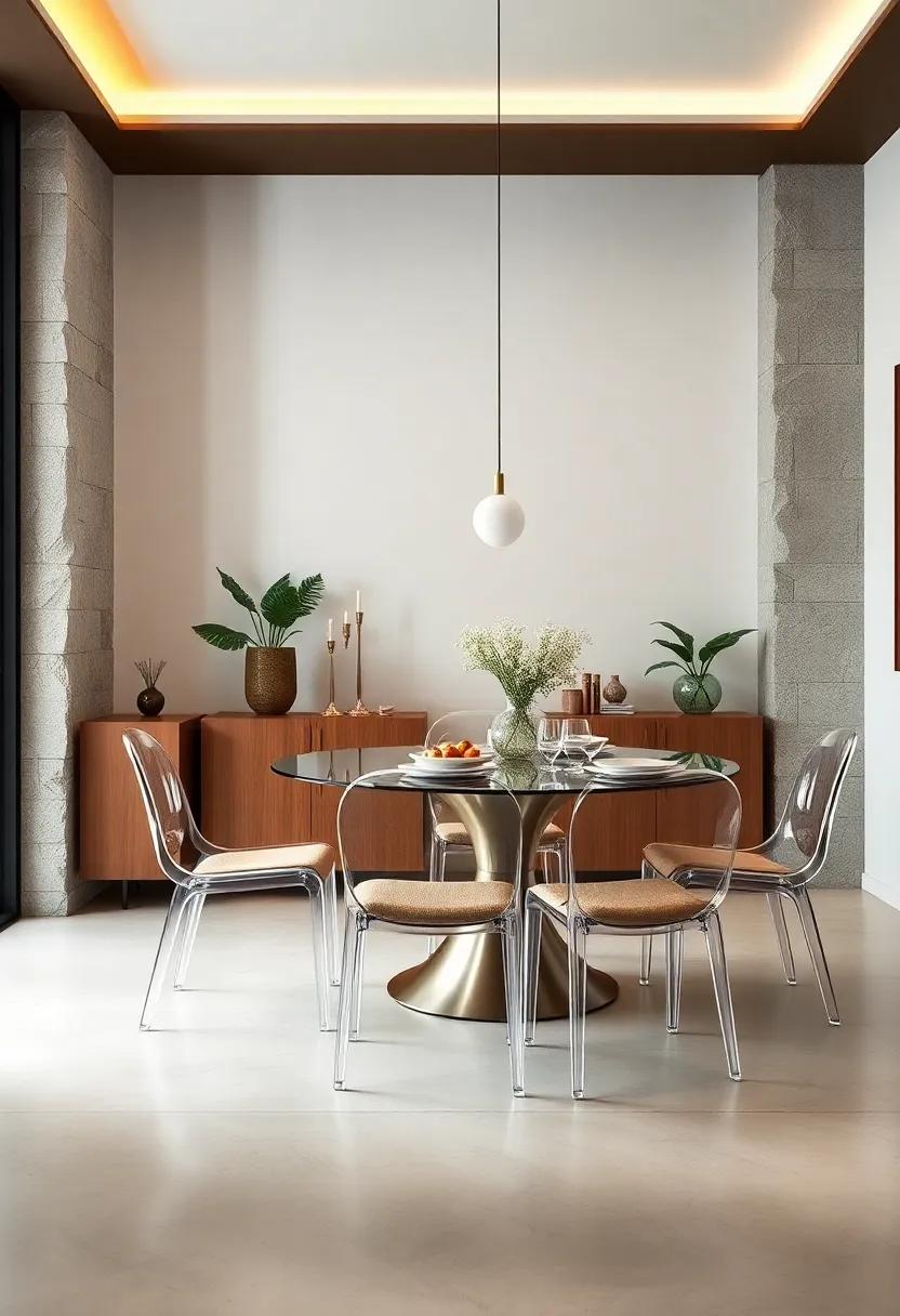 Transparent Acrylic Dining Chairs: Clear chairs that visually ‍open up the room, creating ‌an airy, spacious effect despite limited floor space