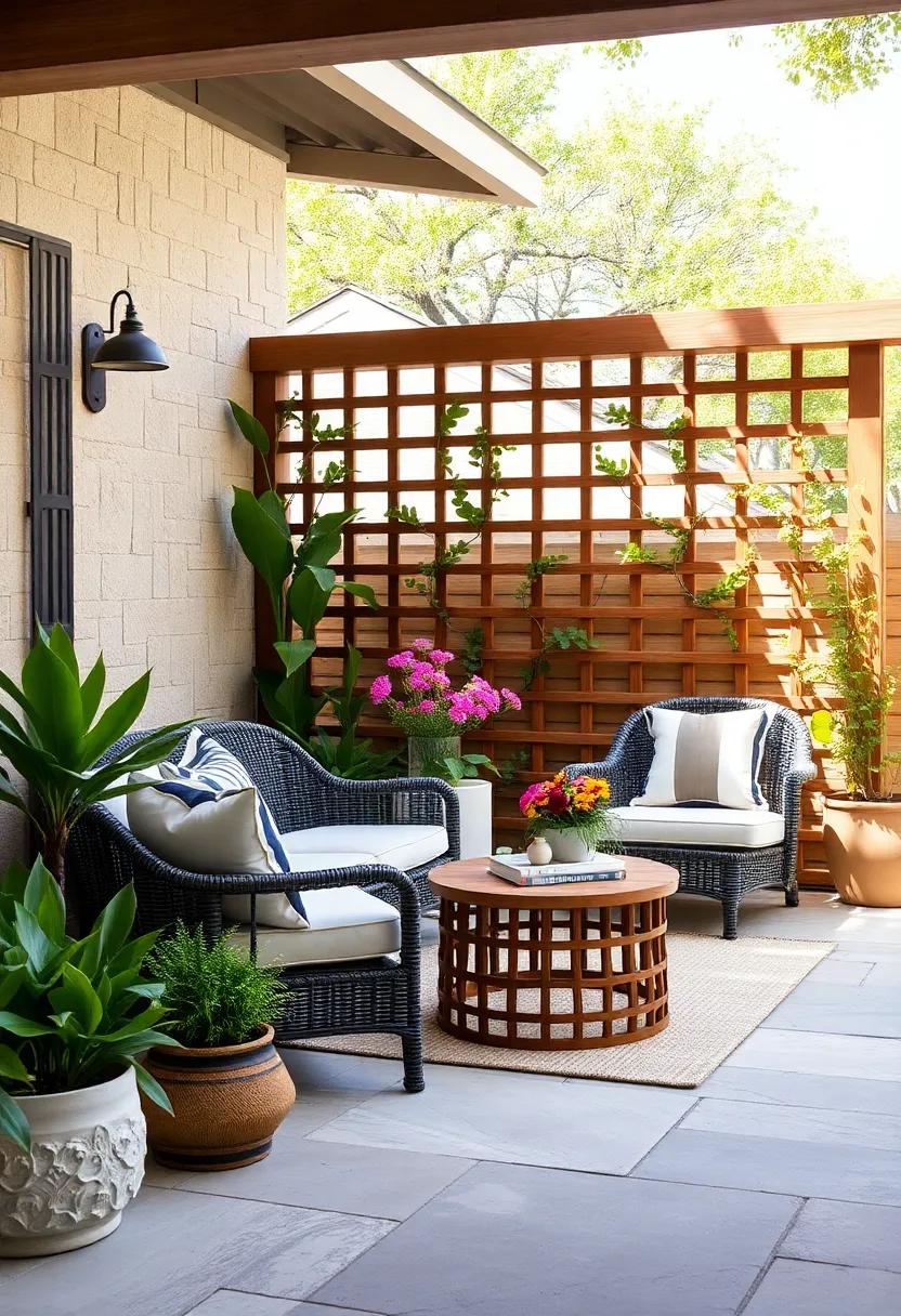 Install Trellis​ Screens: Use⁤ trellis‍ screens for privacy while supporting new plant ⁢growth during spring