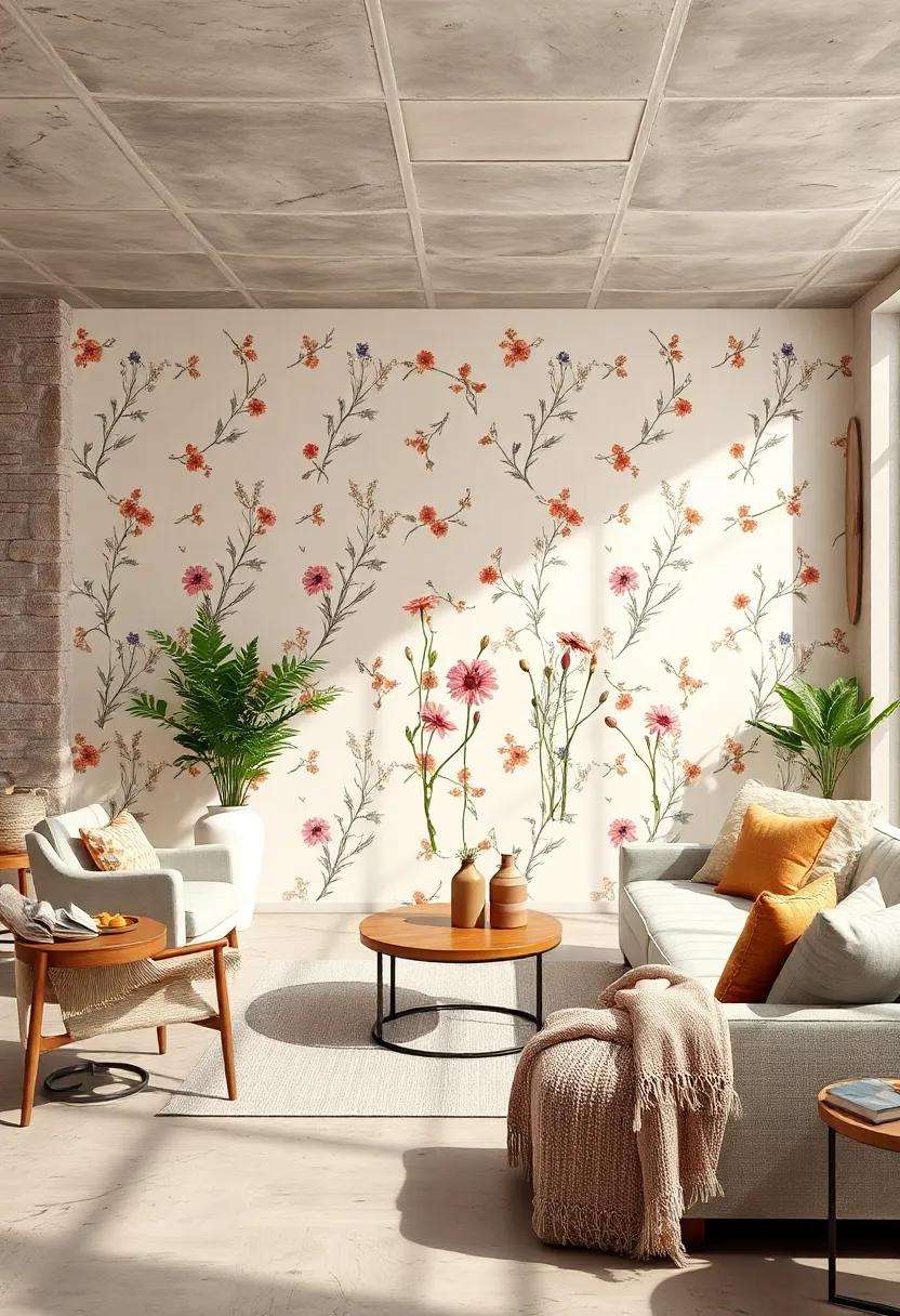 Prairie Wildflowers – A charming mix‌ of ‌small, delicate blossoms scattered across a neutral background, evoking rustic ‌countryside⁣ aesthetics