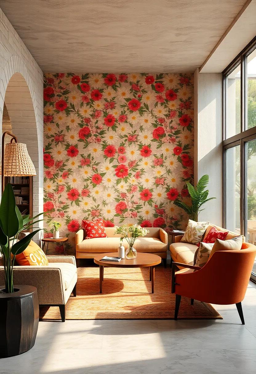 Retro Daisy Chains – Cheerful and repetitive daisy patterns​ in ​bright colors, capturing the carefree spirit of ​the 1960s and 70s