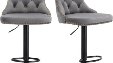 Why We Love These Adjustable Velvet Bar Stools for Our Kitchen Counter