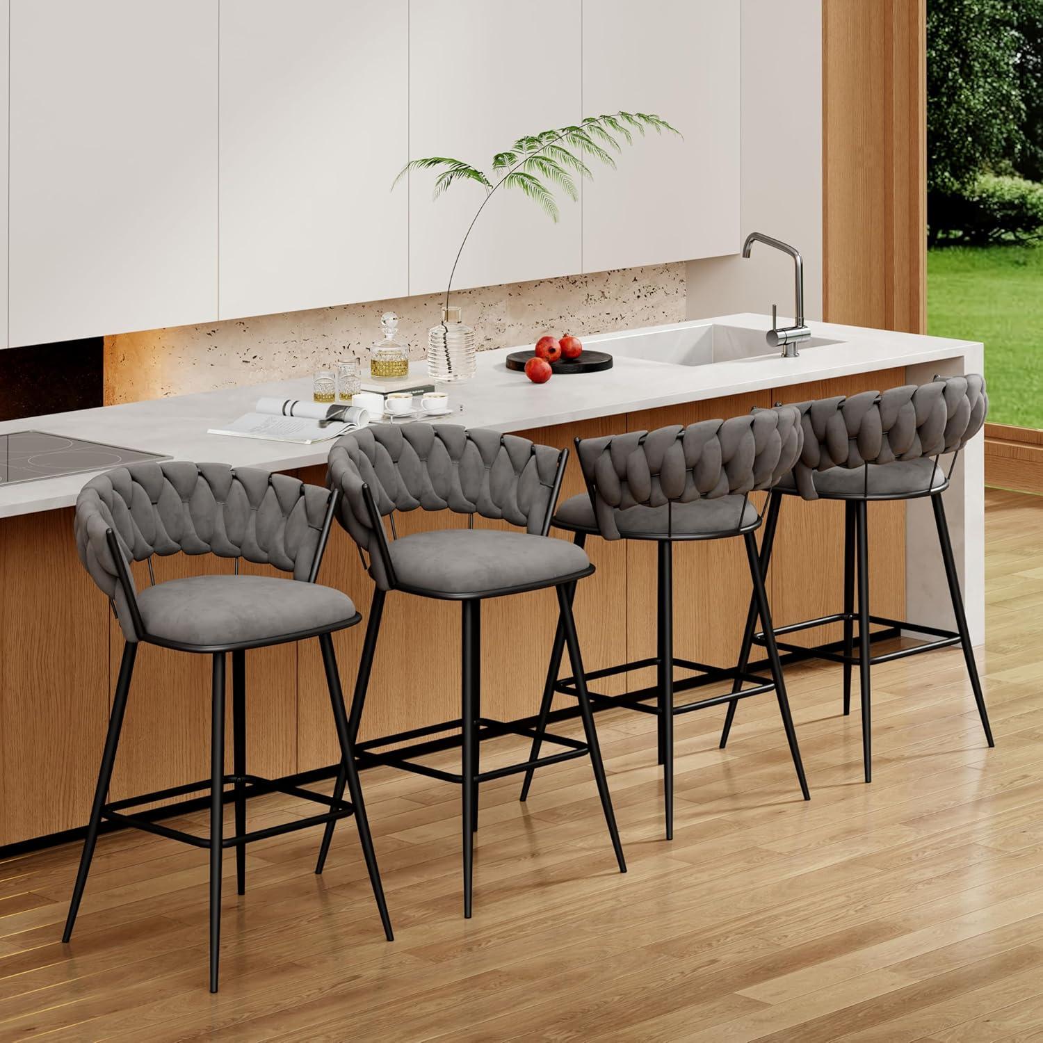 Our Honest Take on Aklaus Velvet Woven Metal Bar Stools Set
