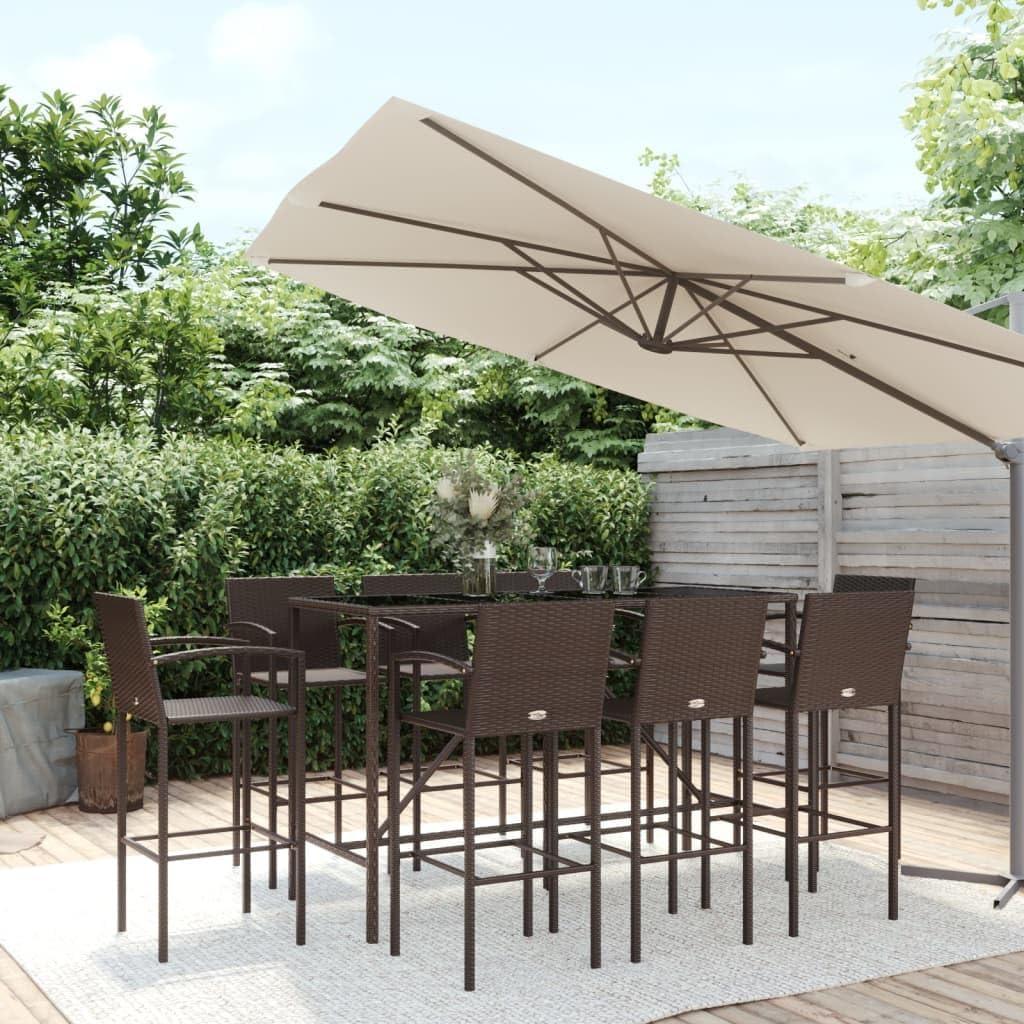 Our Take on the Stylish 9-Piece Brown Poly Rattan Patio Bar Set