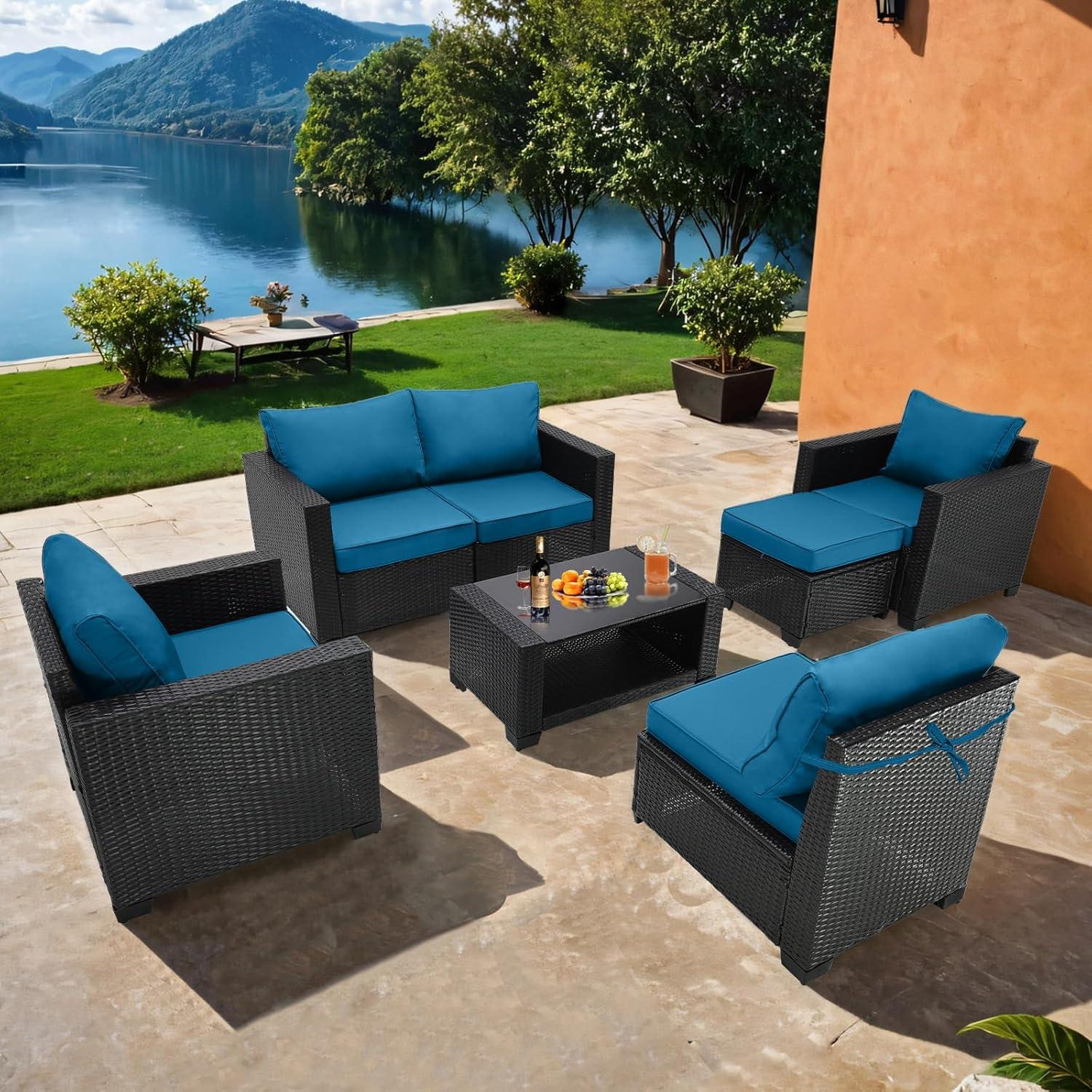 Our Thoughts on the Premium 7-Piece Peacock Blue Patio Set