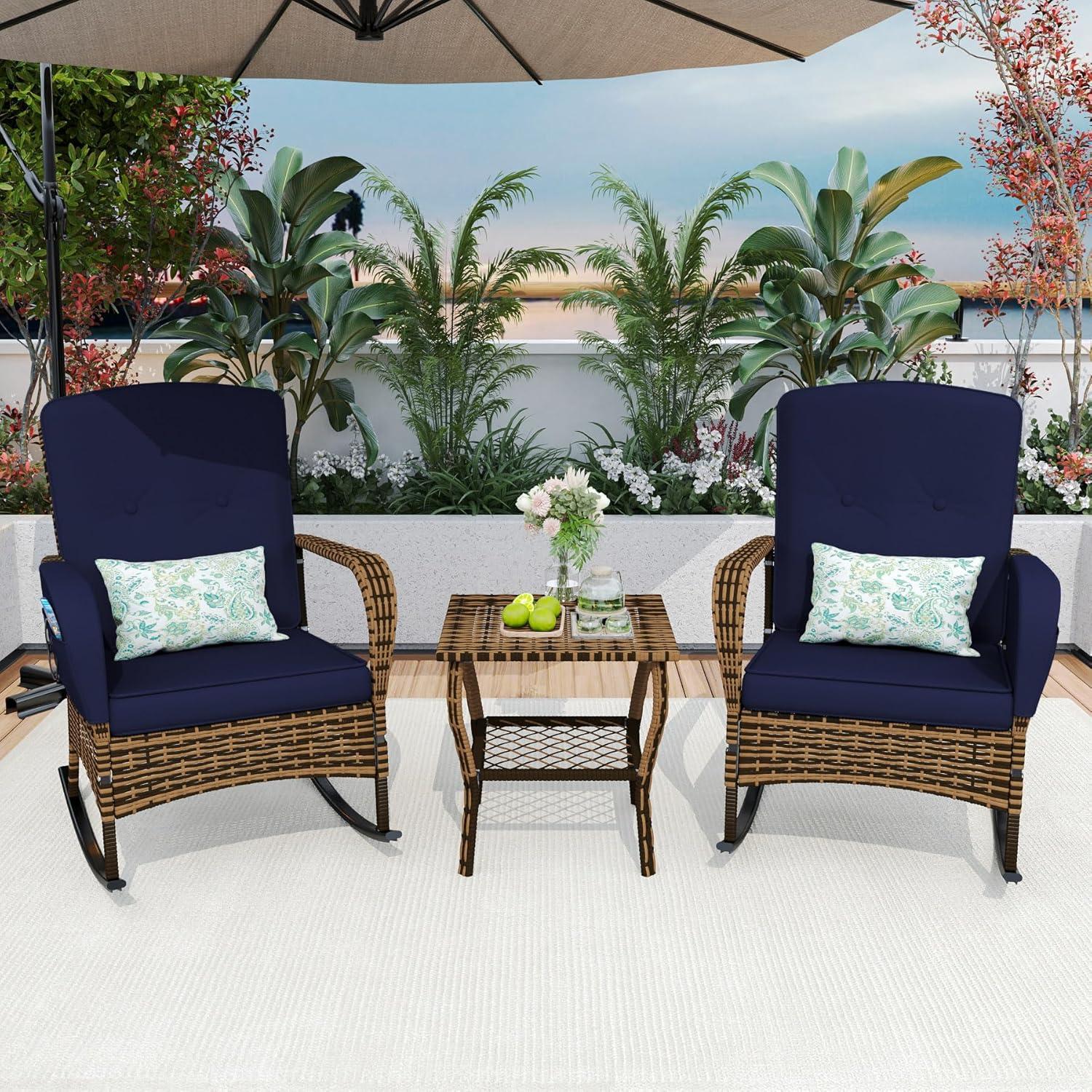 Stepping Into Comfort: Our Take on the 3-Piece Blue Patio Set