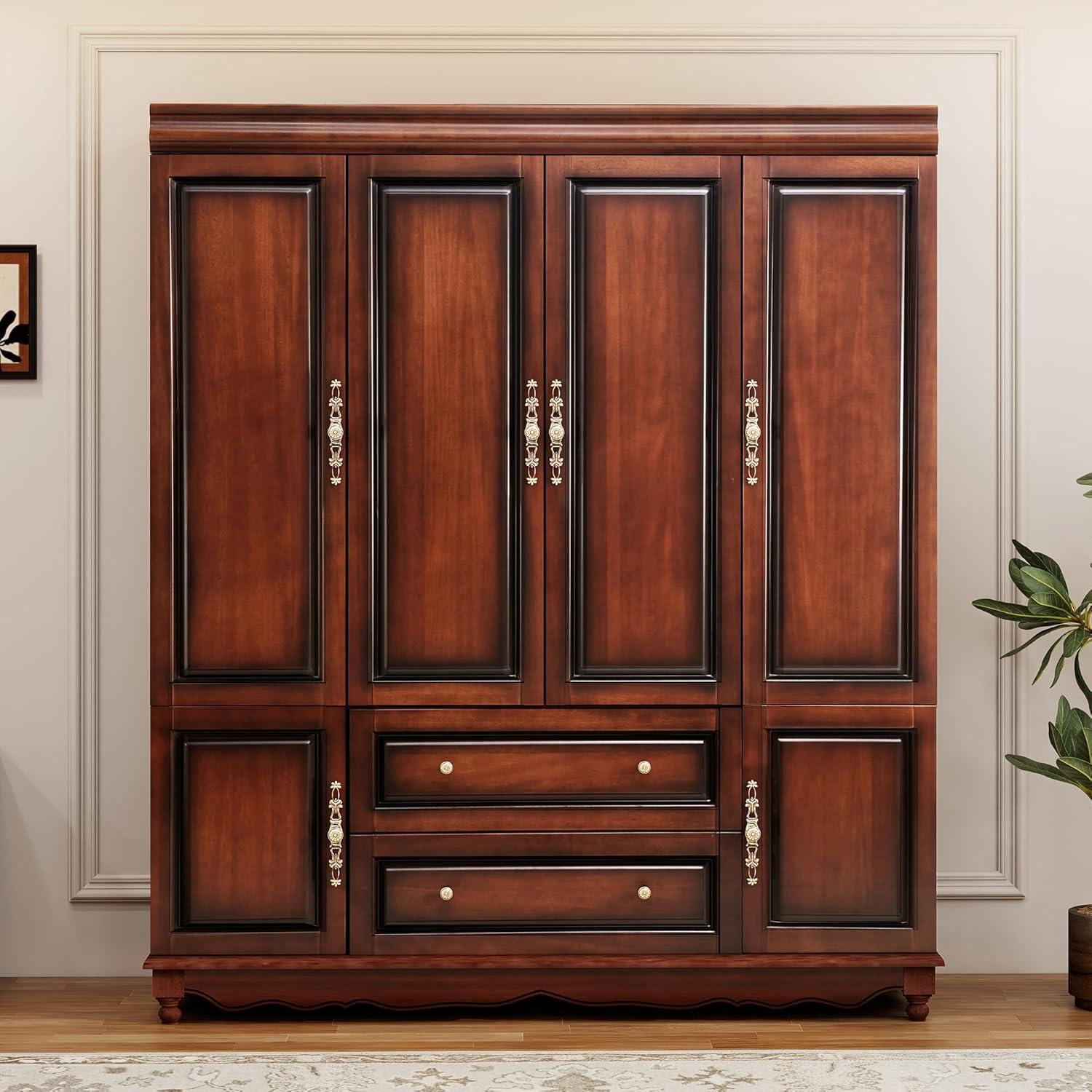 Our Take on the Solid Wood Cherry Finish Wardrobe Closet