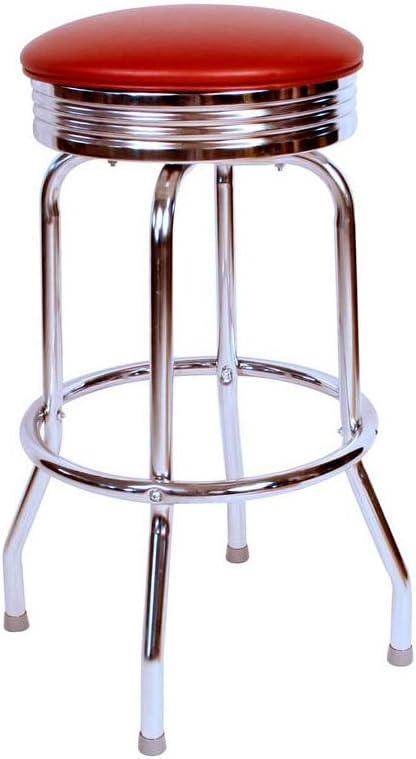 Our Take on the Retro Chrome Swivel Bar Stool in Wine Red