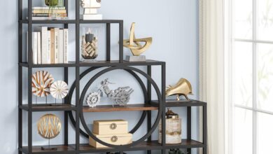 How We Organize Our Space with Tribesigns Rustic Ladder Shelf