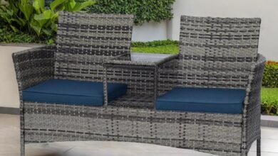Our Honest Take on the Grey-Blue Patio Loveseat Set with Table